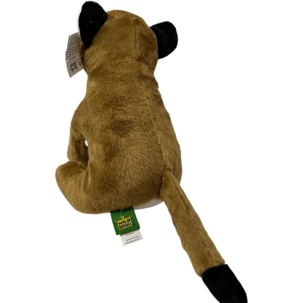 Wild Republic Plush Mountain Lion Size 12 in Tan White Cuddlekins 11515